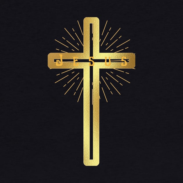 Jesus - Golden cross -Christian Cross by Mr.Dom store